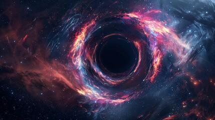 Wall Mural - a multicolored singularity in outer space with an abstract background of bright cosmic light