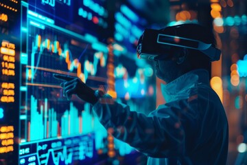 Aufkleber - The use of virtual reality by businessmen and investors to trade and invest in stock and currency markets helps improve convenience and ease of use