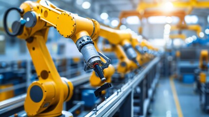 Poster - Explore the integration of robotics in our industrial factory, where automated systems improve workflow, increase output,