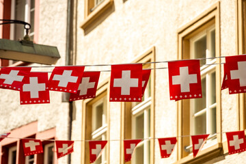 Lots of Swiss Flags during Euro 2024 in Basel