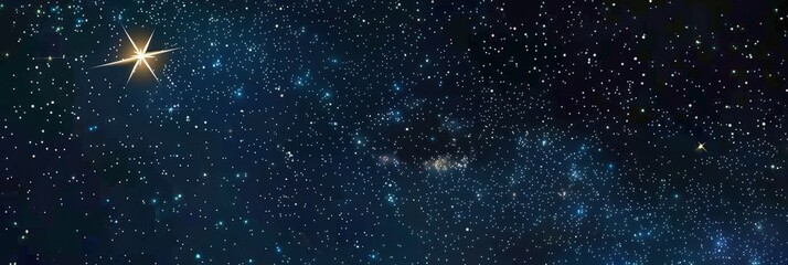 Wall Mural - Starry Night Sky with Bright Star