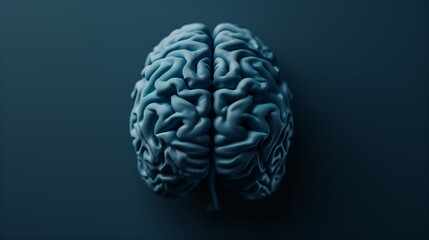 A blue model of a human brain on a dark blue background