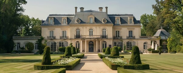 Elegant chateau with classic architecture.