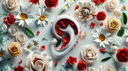 Poster - Stunning Floral Arrangement with Spiral Ear Canal-Inspired Design