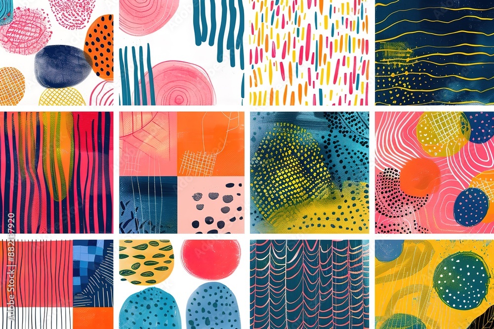 Colorful Paint Splash Pattern on White Beige, Nature Inspired Motifs ...