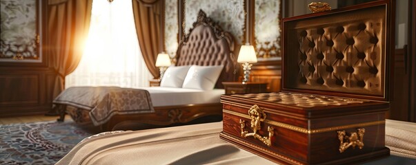 Poster - Traditional bedroom with an empty jewelry box.