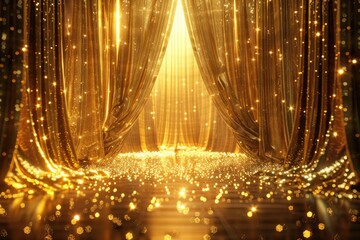 Poster - A luxurious room filled with numerous gold lights creating a warm and cozy atmosphere