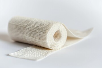 Poster - A rolled piece of cloth sits atop a table, suitable for use as a decorative element or prop in various settings