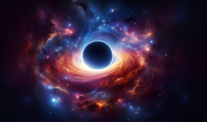 Wall Mural - Black hole swirling galaxy, space, universe