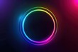 © Anna - Neon rainbow color circle on a dark background. Mockup for logo