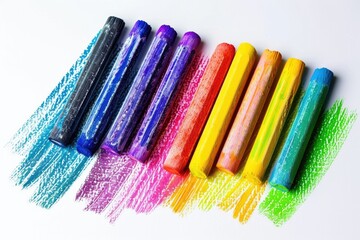 Aufkleber - A set of colorful crayons placed side by side, ready for creative use