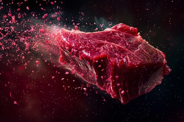 red raw meat steak generative ai 