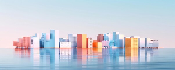 Efficient asset programs, flat design, side view, model theme, water color, Split-complementary color scheme