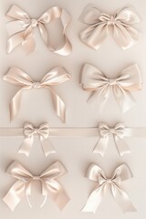 Poster - A collection of six unique bows arranged on a plain white surface, ideal for use in graphic design or as a decorative element