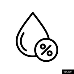 Aufkleber - Drop percentage, humidity vector icon in line style design for website, app, UI, isolated on white background. Editable stroke. Vector illustration.