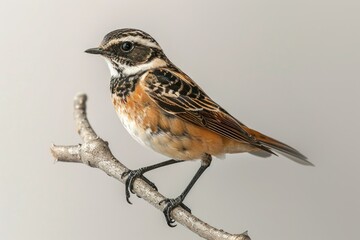 Aufkleber - A brown and black bird perched on top of a tree branch, looking out into the distance