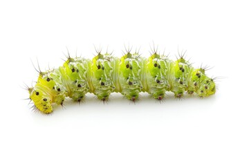 Sticker - A close-up view of a caterpillar's body on a white surface, great for macro photography or insect-related projects