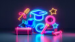 © Rabil - Bright neon sign promoting diplomas or educational certificates. Colorful graphic representation of a diploma or educational certificate.