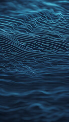 Wall Mural - A digital landscape of flowing blue lines and dots simulates a dynamic data stream