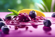 © Ahmed - close up on splashed acai with colored berry fruit in colored background ,berry consept