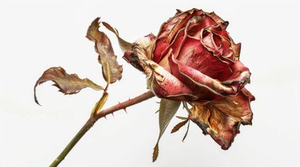 Poster - A dried red rose sits on its stem, preserved in time