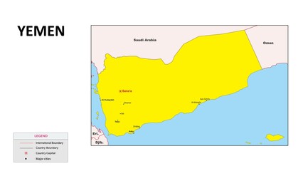  Yemen Map. Major cities in Yemen. Political map of Yemen with border and neighbouring countries.