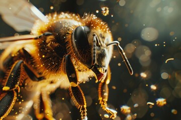 Wall Mural - close up of a bee