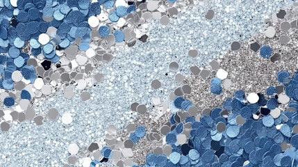Poster - Abstract shiny background with blue glitter waves. Scattered confetti sparkles with light blue color.