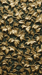 Ivy bas relief small pattern oil paint gold art wallpaper