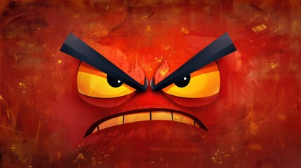 Intense fiery-faced character with angry expression on abstract background