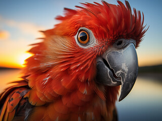 Parrot in the wild. Beautiful extreme close-up. 