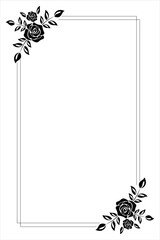 Wall Mural - Vertical Floral border frame design with leaves and flower petals isolated on white background - vector illustration