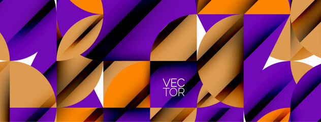 Poster - Circle, square and flower petal geometric background. Round shapes composition for wallpaper, banner, background or landing