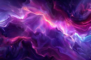 Wall Mural - Vibrant abstract cosmic landscape with swirling shades of purple, pink, and blue.