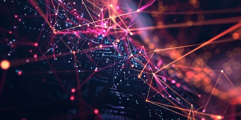 Poster - Abstract image representing a futuristic digital network with interconnected data points and glowing lines.