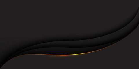 Fototapete - Abstract gold line curve black shadow overlap with blank space design modern futuristic luxury background vector