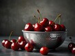 ©  Sokimimi Studio - Luscious, ripe red cherries burst with sweet juicy flavor in a white bowl against a clean backdrop