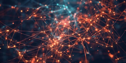 Poster - Colorful nodes and interconnecting lines illustrating a network or neural pathways in a digital realm.