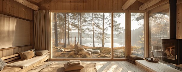 Scandinavian summer cabin with simple design.