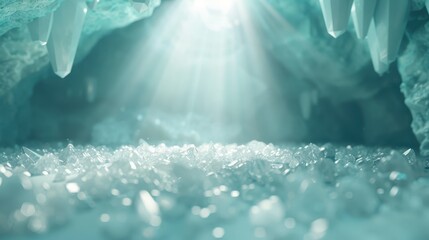 Canvas Print - A cave with a blue light shining on it