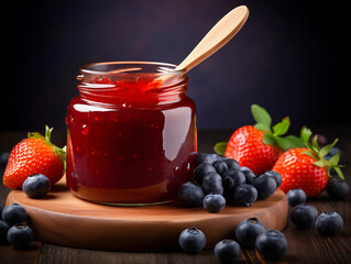 Wall Mural - raspberry jam and berries