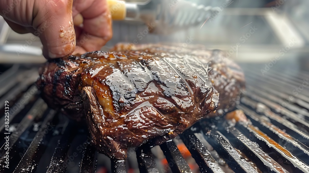 Internal Temp Rib Eye Checking internal temp rib eye Steak on a bbq Stock Photo | Adobe Stock