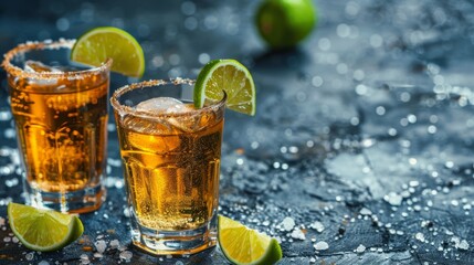 Wall Mural - one with a sliced lime floating and lime wedges at the rim, the other with water droplets forming on its surface