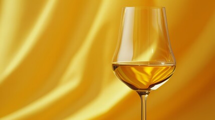 Canvas Print -  A glass of wine on a table, nearby, a blurred yellow wall; behind it, a yellow cloth