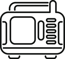 Poster - Simple line icon of vintage tv set with buttons, reminding about broadcasting and old technologies