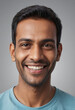 © jarntag - Portrait view of a regular happy smiling India man, ultra realistic, candid, social media, avatar image, plain solid background
