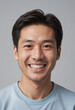 © jarntag - Portrait view of a regular happy smiling Japan man, ultra realistic, candid, social media, avatar image, plain solid background