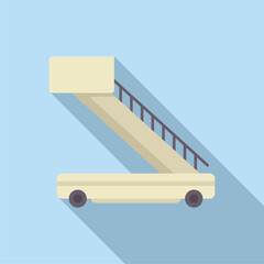 Poster - airport staircase waiting for passengers, connecting plane and ground service