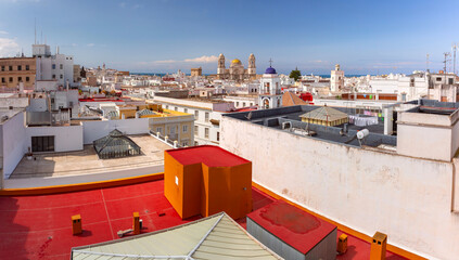 Wall Mural - View of the historical part of Cadiz on a sunny day, Spain, Andalusia