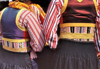 Two women in traditional costume at Marken, Holland